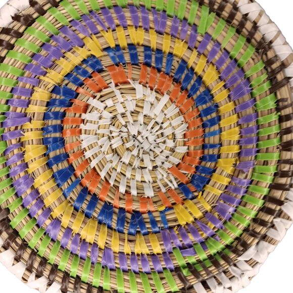 Large Colorful Woven Coasters Rattan And Plastic Multicolor 5.5" Set Of Four (4) - Picture 7 of 10